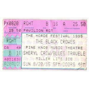 1995 Horde Black Crowes Sheryl Crow Concert Ticket Stub Clarkston MI